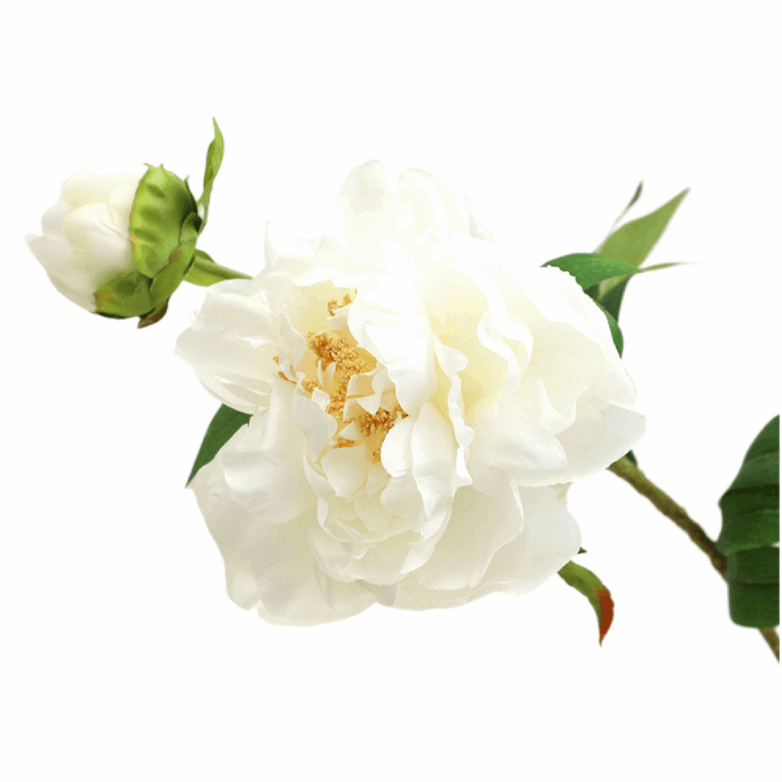 2 Realistic Silk Phoenix White Peonies – Faux Floral Decoration for Living Room or Table Centerpiece