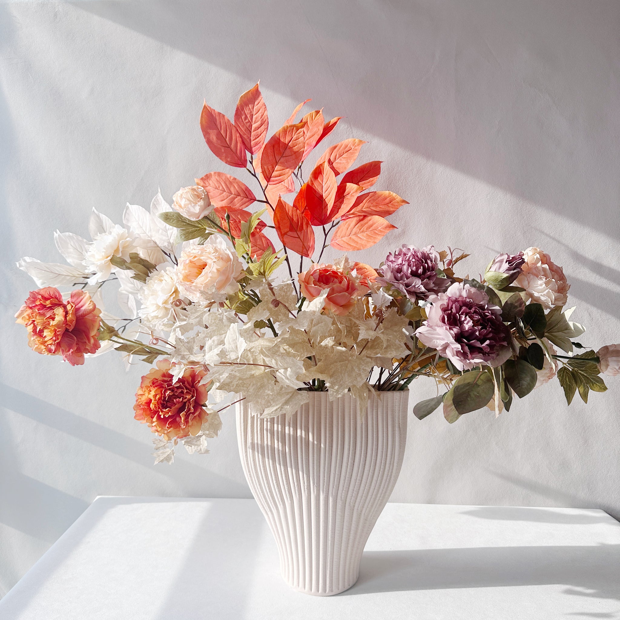 “10-Stem Peach & Champagne Autumn Set – Elegant Faux Florals for Seasonal Wedding & Home Decor”